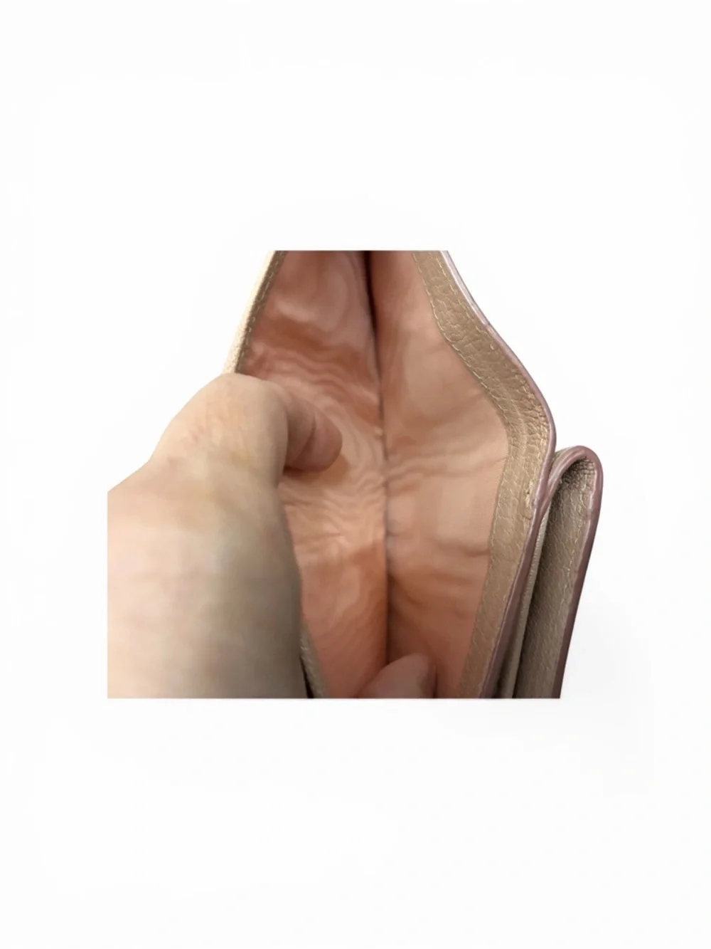 Miu Miu Blush Pink Pebbled Leather Compact Wallet with Gold Logo EUC - Picture 9 of 10